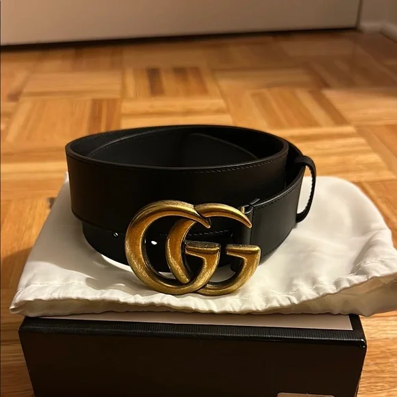 Gucci | Accessories | Gucci Marmont Wide Black Leather Belt  display picture 1